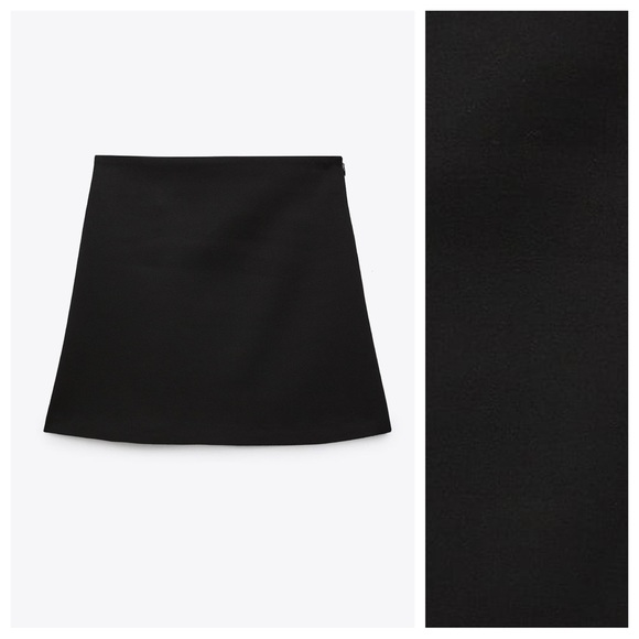 NWOT. Zara Black Viscose Blend High-Waist Short Skirt. Size XXL. - Picture 4 of 8